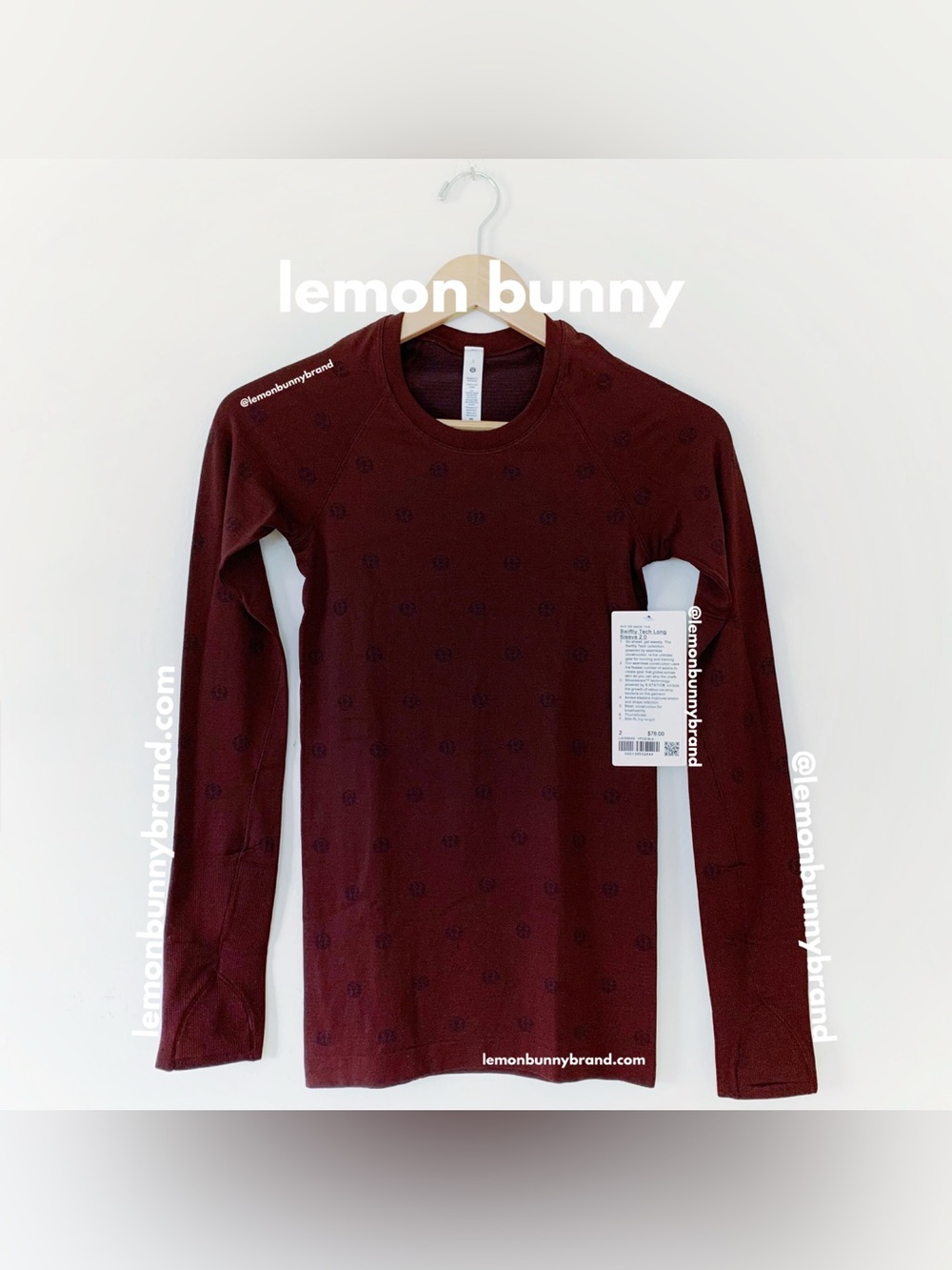 lululemon Swiftly Tech Long Sleeve Shirt 2.0 Yogo Pop Cassis/Black Sz 2 New NWT - Picture 16 of 16